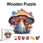 Enchanted Fly Agaric Mushroom Wooden Jigsaw Puzzle Fantasy Forest Art Puzzle