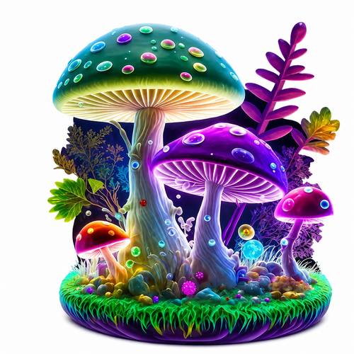 Enchanted Glow Mushroom Wooden Jigsaw Puzzle Fantasy Forest Art
