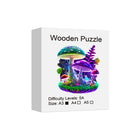 Enchanted Glow Mushroom Wooden Jigsaw Puzzle Fantasy Forest Art with Unique Shaped