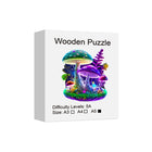 Enchanted Glow Mushroom Wooden Jigsaw Puzzle Fantasy Forest Art with Unique Shaped