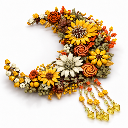 Mirrored second view of the 939PCS Golden Moon Flower Building Blocks Wall Decor Set.