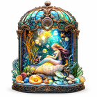Graceful Mermaid Wooden Jigsaw Retro Dome Underwater Art