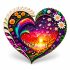 Completed Heart Blossom wooden jigsaw puzzle on white background