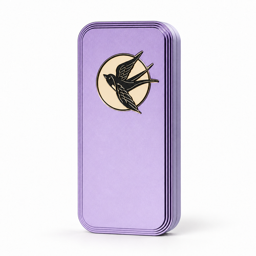 Lavender metal fidget slider horizontally flipped, white studio