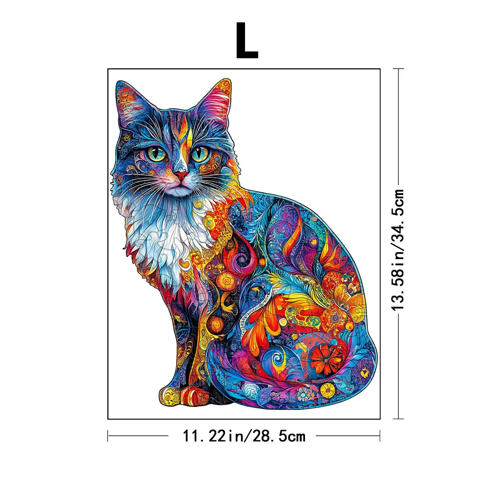 Colorful Cat Wooden Puzzle for Adults - 4.5 Star Difficulty Jigsaw Secondary image