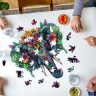 Tropical Floral Elephant Wooden Puzzle with Unique Pieces