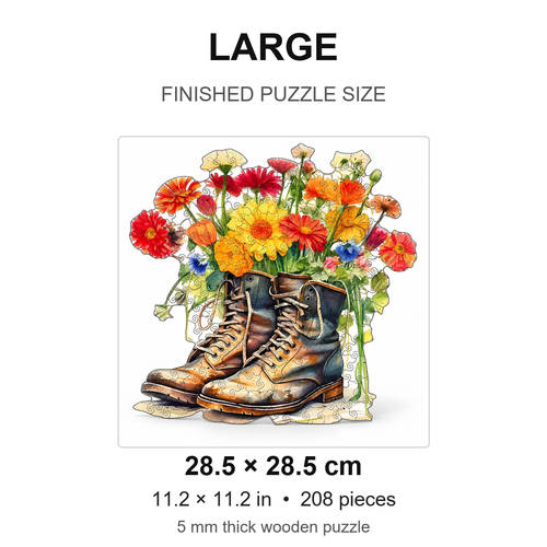 Fashion in Bloom: Flowers and Shoes High-Difficulty Wood Jigsaw - alternate view