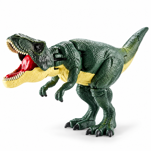 Telescopic dinosaur fidget toy, clean three-quarter studio photo