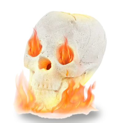 Realistic Ceramic Fire Pit Skull Halloween Fireplace Decor