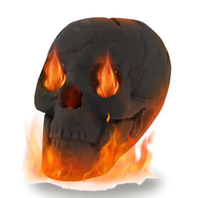 Black Ceramic Fire Pit Skull Realistic Halloween Fireplace Decor