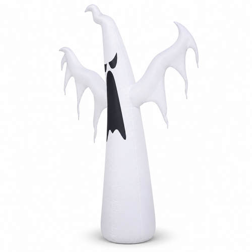 6FT Floating White Ghost Halloween Inflatable Yard Decor viewed three-quarter left on white