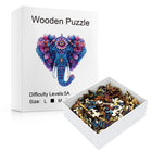 Vibrant Floral Elephant Wooden Puzzle with Unique-Shaped Pieces