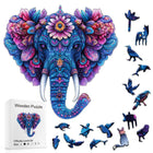 Vibrant Floral Elephant Wooden Puzzle with Unique-Shaped Pieces