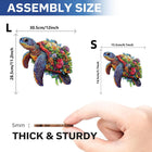 Floral Reef: Flower Sea Turtle Irregular Wood Jigsaw