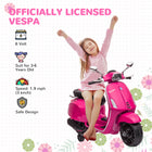 Licensed Vespa Kids Motorcycle 6V | Pink Toddler Scooter with FM Radio | ToyIvia