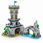 Azure Throne medieval fortress building-block model from a side three-quarter angle on white