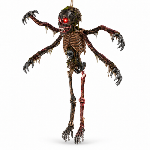 6FT Animated Halloween Skeleton 4 Poseable Arms Sound Prop viewed three-quarter left on white