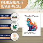 Colorful Fox Wooden Puzzle Unique Animal Shaped Jigsaw Puzzle for Adults
