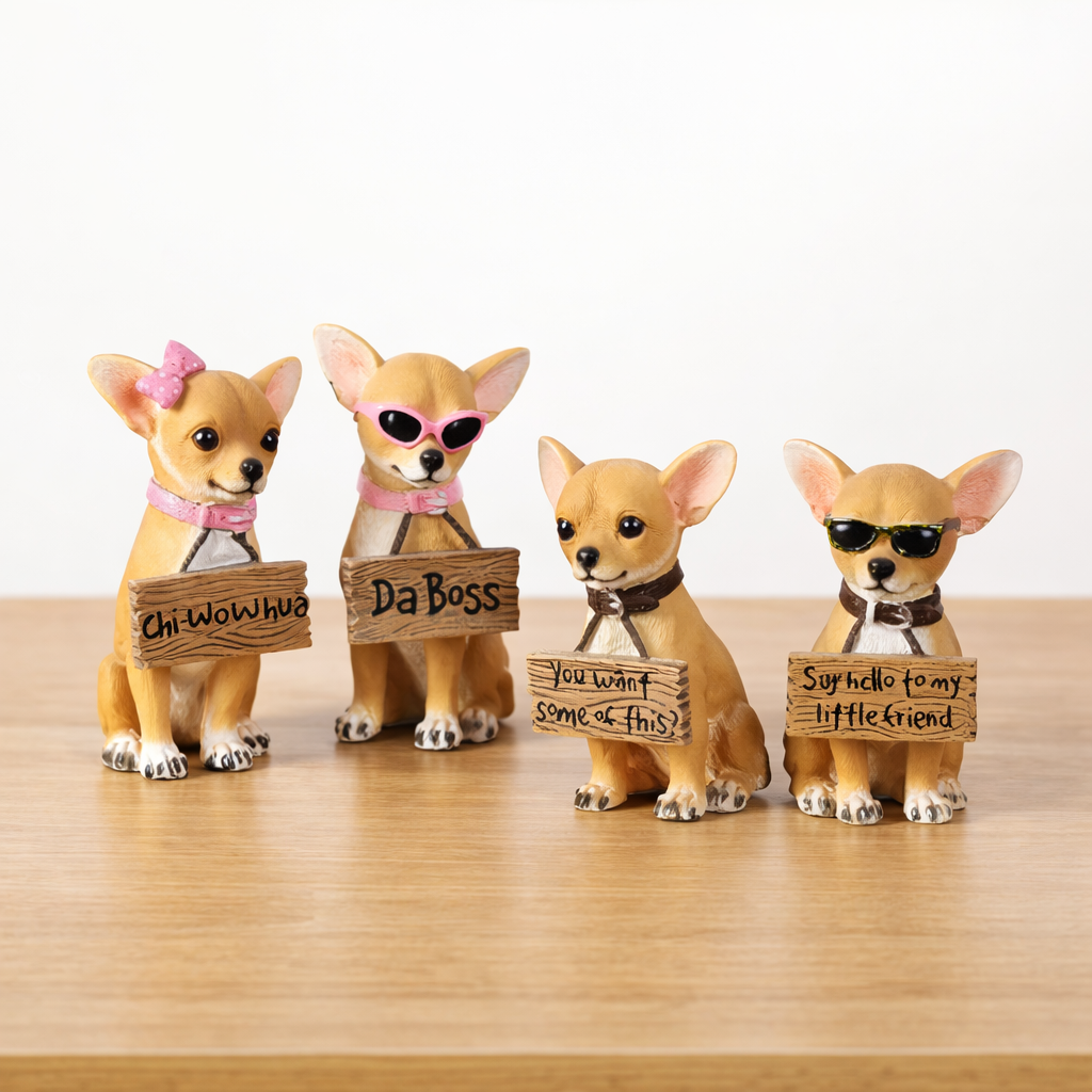 Chihuahua Dog Statue 10.5cm Hand-Painted Resin Figurine | Toylvia™