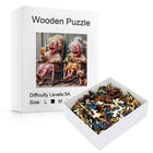 Funny Elderly Couple Wooden Jigsaw Puzzle - Irregular Cut Art Puzzle for Adults
