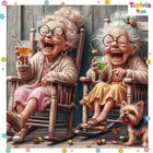 Funny Elderly Couple Wooden Jigsaw Puzzle - Irregular Cut Art Puzzle for Adults