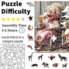 Funny Elderly Couple Wooden Jigsaw Puzzle - Irregular Cut Art Puzzle for Adults