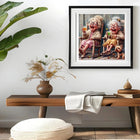 Funny Elderly Couple Wooden Jigsaw Puzzle - Irregular Cut Art Puzzle for Adults