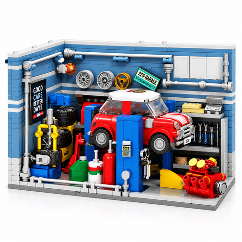 746pcs Mini Auto Repair Shop City Garage Building Blocks - alternate view