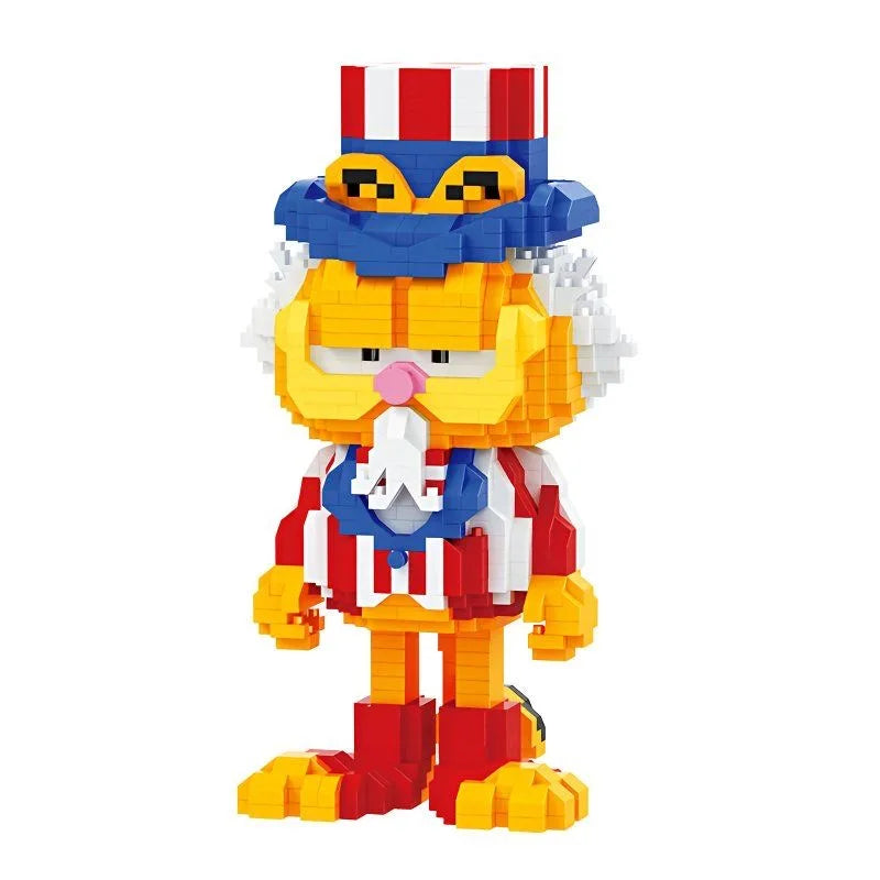 Garfield Uncle Sam Mini Building Blocks Cartoon Figure Model