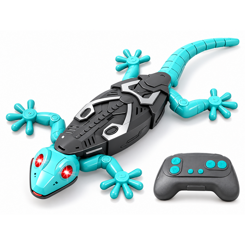 Teal RC gecko studio hero