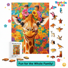 Giraffe Floral Art Jigsaw Puzzle for Adults - Premium Wildlife Animal Puzzle