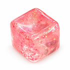 1pc Glitter Cube Squishy Fidget Toys, Slow Rising Squeeze Toy Square Stress Balls, Pink