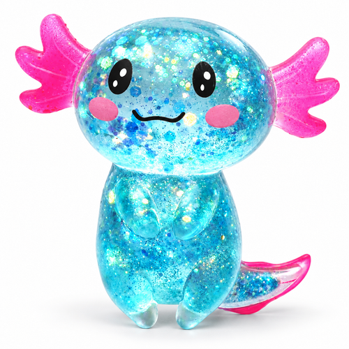 Glitter Malt Sugar Axolotl — Blue variant, studio hero
