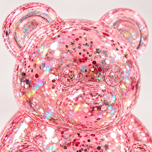 Glitter Pink Bear Squishy Toy Slow Rising Stress Relief - alternate view