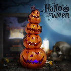 Light-Up Stacked Pumpkin Tower – 9.5-Inch Resin Halloween Decor