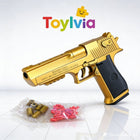 Gold Desert Eagle Shell Ejection Soft Bullet Toy Gun - Realistic Action Toy Pistol