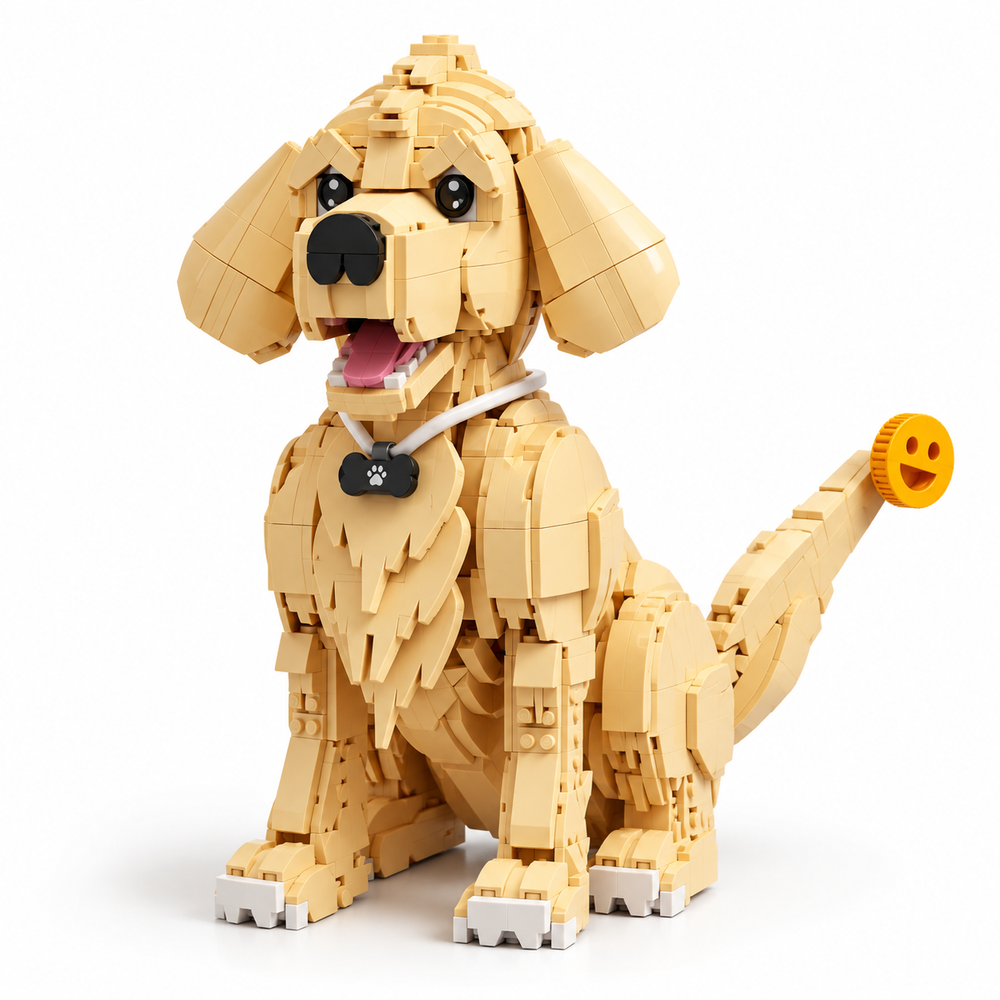 Golden Retriever Dog Building Blocks Collectible Model Set