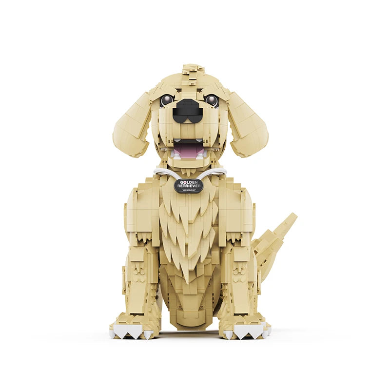 Side profile view of 1754 piece Golden Retriever dog model displaying body structure and tail detail.