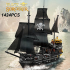 Black Pirate Ship Building Blocks Set - 1424pcs Skeleton Ghost Boat Model