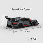 The Stealth Racer: 374-Piece Gray Sports Car DIY Construction Kit