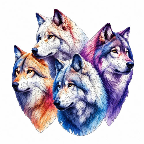 Gray Wolf Pack Wooden Jigsaw Puzzle