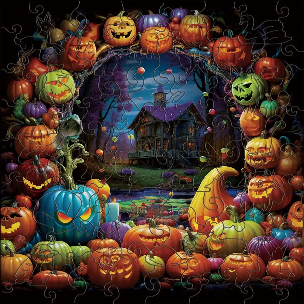 Halloween Pumpkin Wooden Puzzle for Adults – Irregular Jigsaw