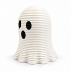 Single white spring ghost viewed three-quarter left on white