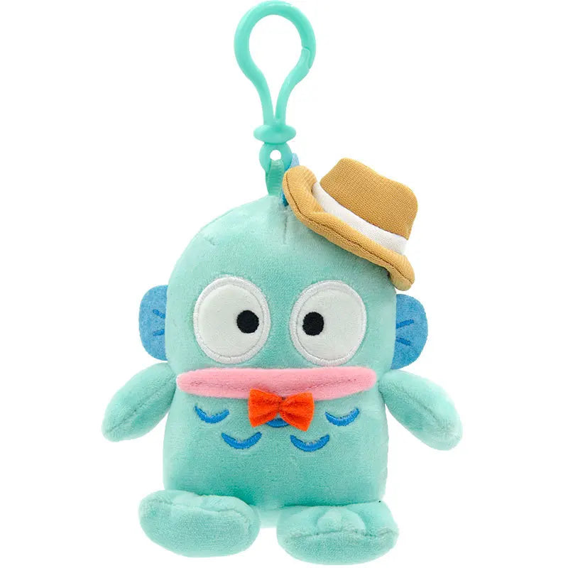 Hangyodon plush keychain wearing a beige chef hat — cute Sanrio character soft toy charm for bags and backpacks
