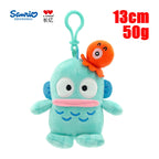 Hangyodon plush keychain with orange fish accessory, 13cm Sanrio soft toy.