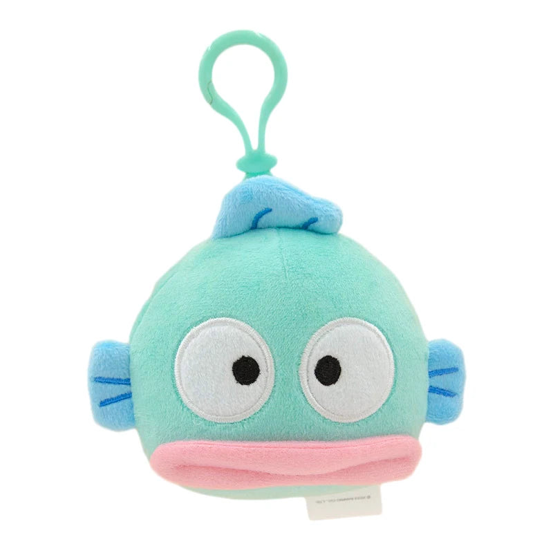 Hangyodon plush keychain – Sleeping style, blue Sanrio soft toy with closed eyes