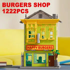Happy Burger Shop Building Blocks | 1222PCS MOC Street View | Toylvia