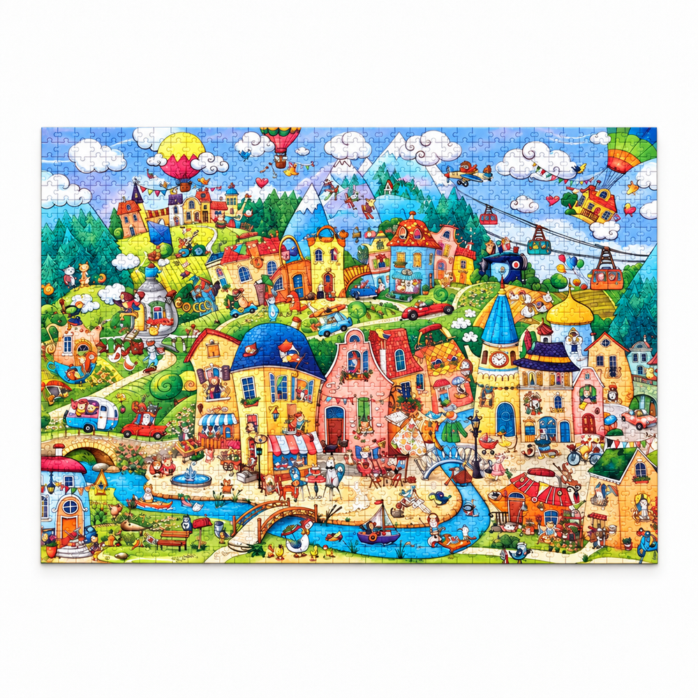 Happy Town Landscape 1000 Piece Jigsaw Puzzle 70x50cm