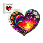 Heart Blossom Wooden Jigsaw Puzzle Colorful Floral Art Puzzle with Unique Pieces