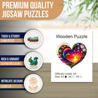 Heart Blossom Wooden Jigsaw Puzzle Colorful Floral Art Puzzle with Unique Pieces
